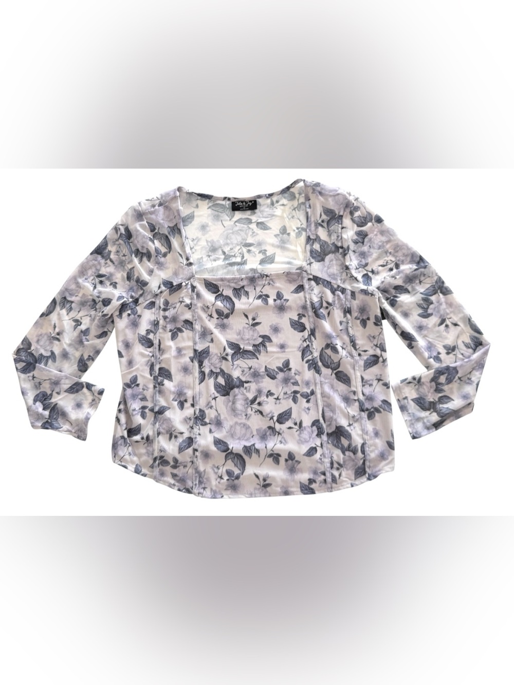 Jolie & Joy Purple and Gray Mesh Long Sleeve Top - NWT - Picture 4 of 9